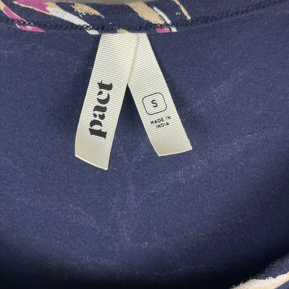 Pact Maternity Freesia Palms Ruched Tank Midi Dress Small Navy Blue Organic - Picture 4 of 11